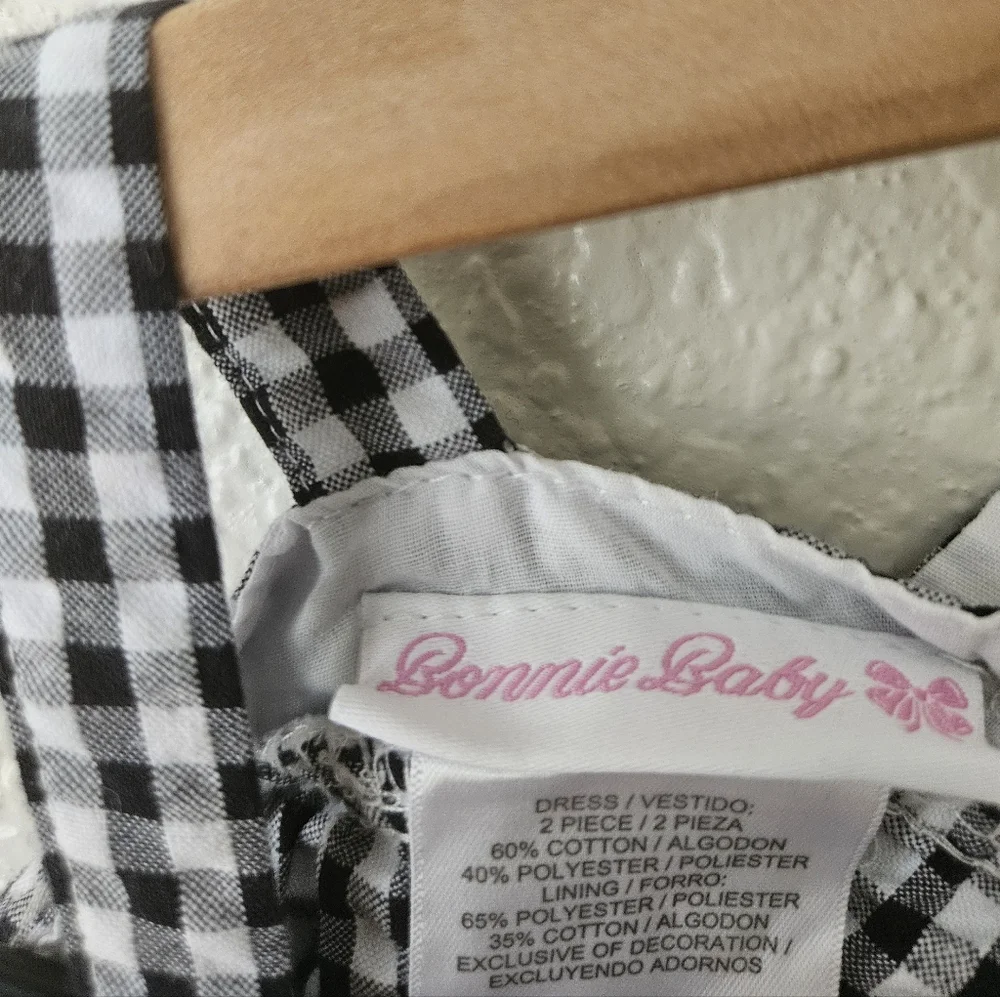 bonnie baby gingham bumblee dress, 3 - 6 months